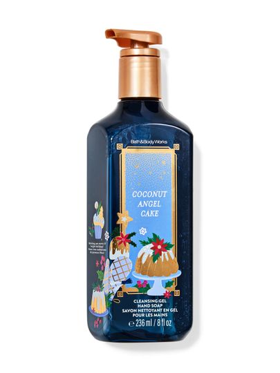 Mydło do rąk Coconut Angel Cake Bath & Body Works z motywem świątecznych wypieków, gwiazdki i poinsecji