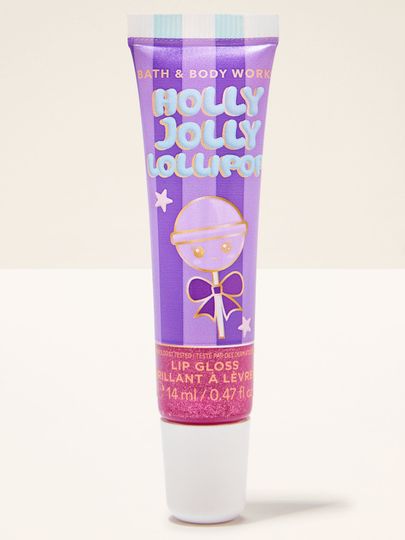 Błyszczyk do ust Holly Jolly Lollipop Bath & Body Works z motywem lizaka, gwiazd i kokardy