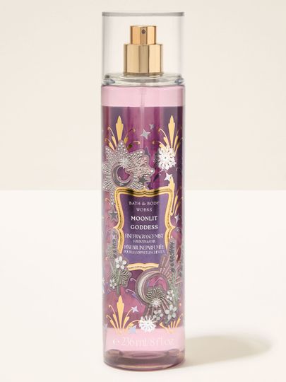 Perfumowana mgiełka do ciała Moonlit Goddess Bath & Body Works z motywem księżyca, gwiazd i kwiatów