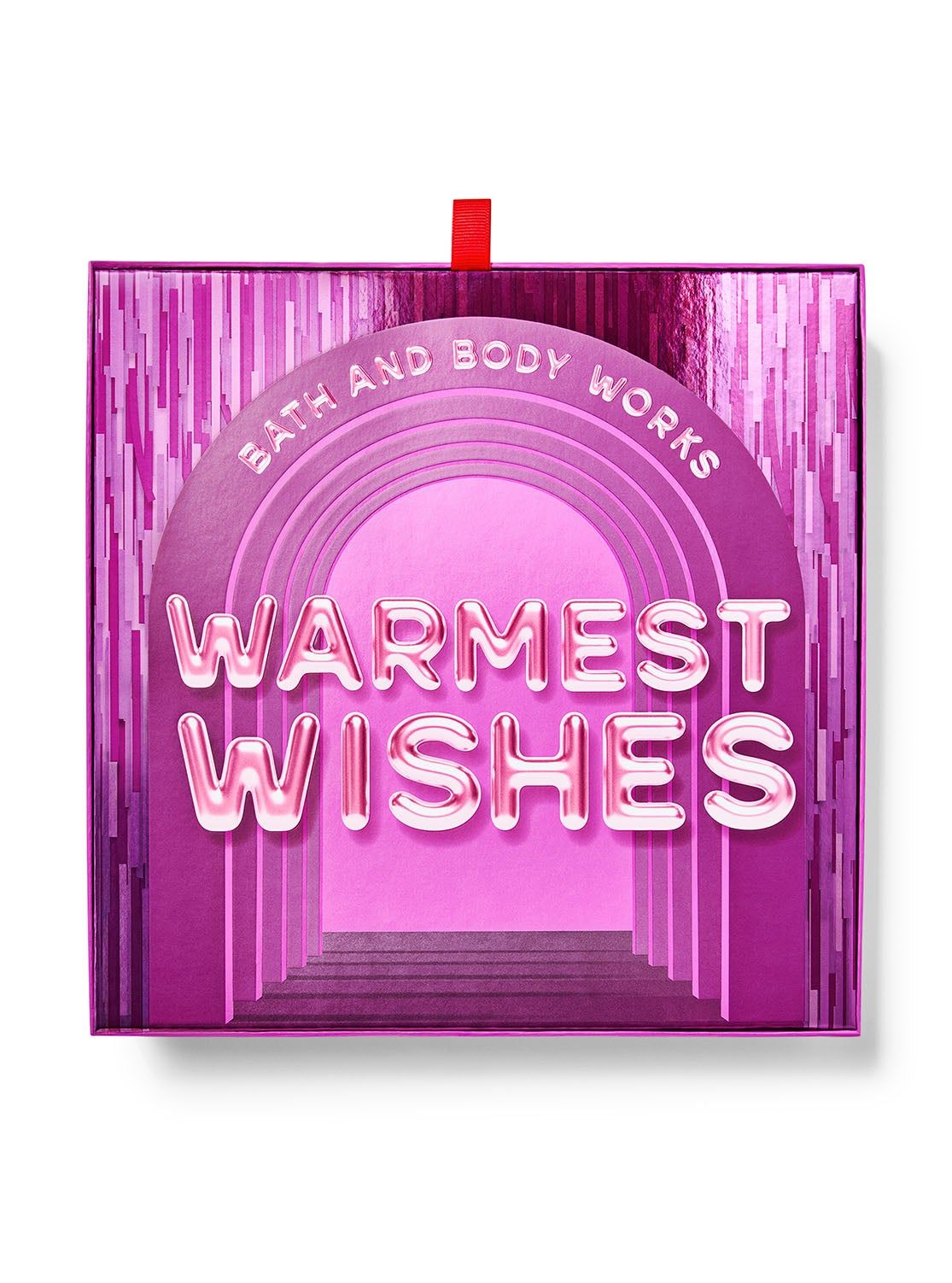 Set cadou „Warmest Wishes” în cutie decorativă violet cu inscripții argintii, Bath & Body Works.