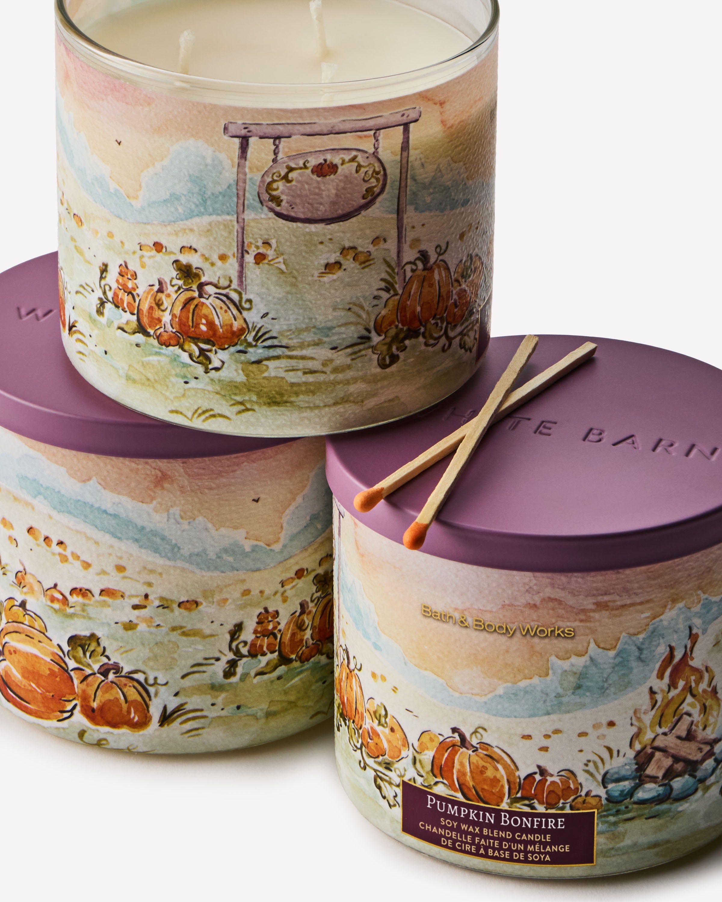 Świeca zapachowa Bath & Body Works Pumpkin Bonfire z mieszanki wosku sojowego, 3 knoty
