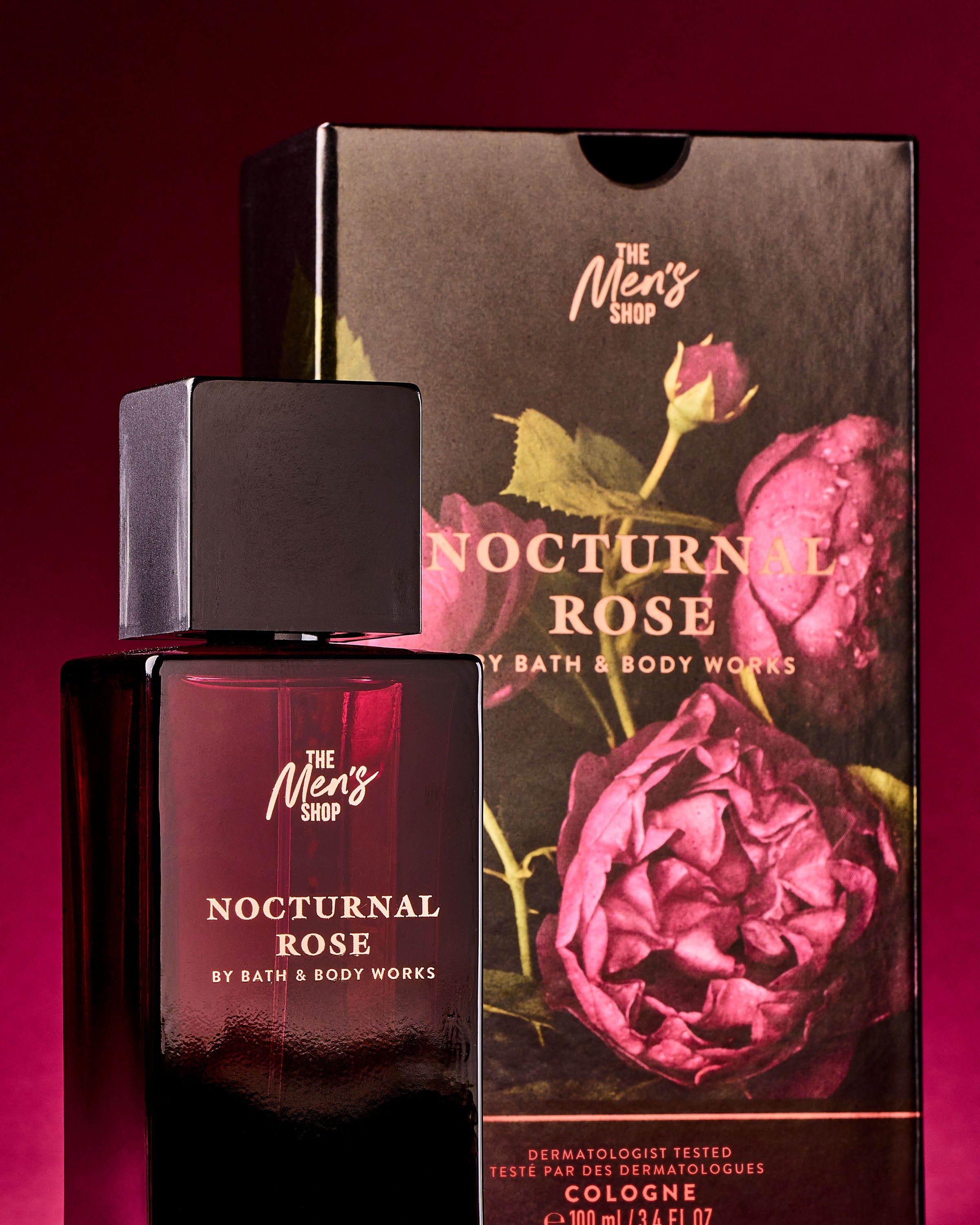 Bath & Body Works Nocturnal Rose – męska woda kolońska o głębokiej, różano‑drzewnej aurze z linii The Men’s Shop.
