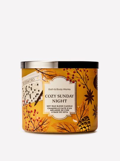 Świeca zapachowa Bath & Body Works Cozy Sunday Night z mieszanki wosku sojowego, 3 knoty