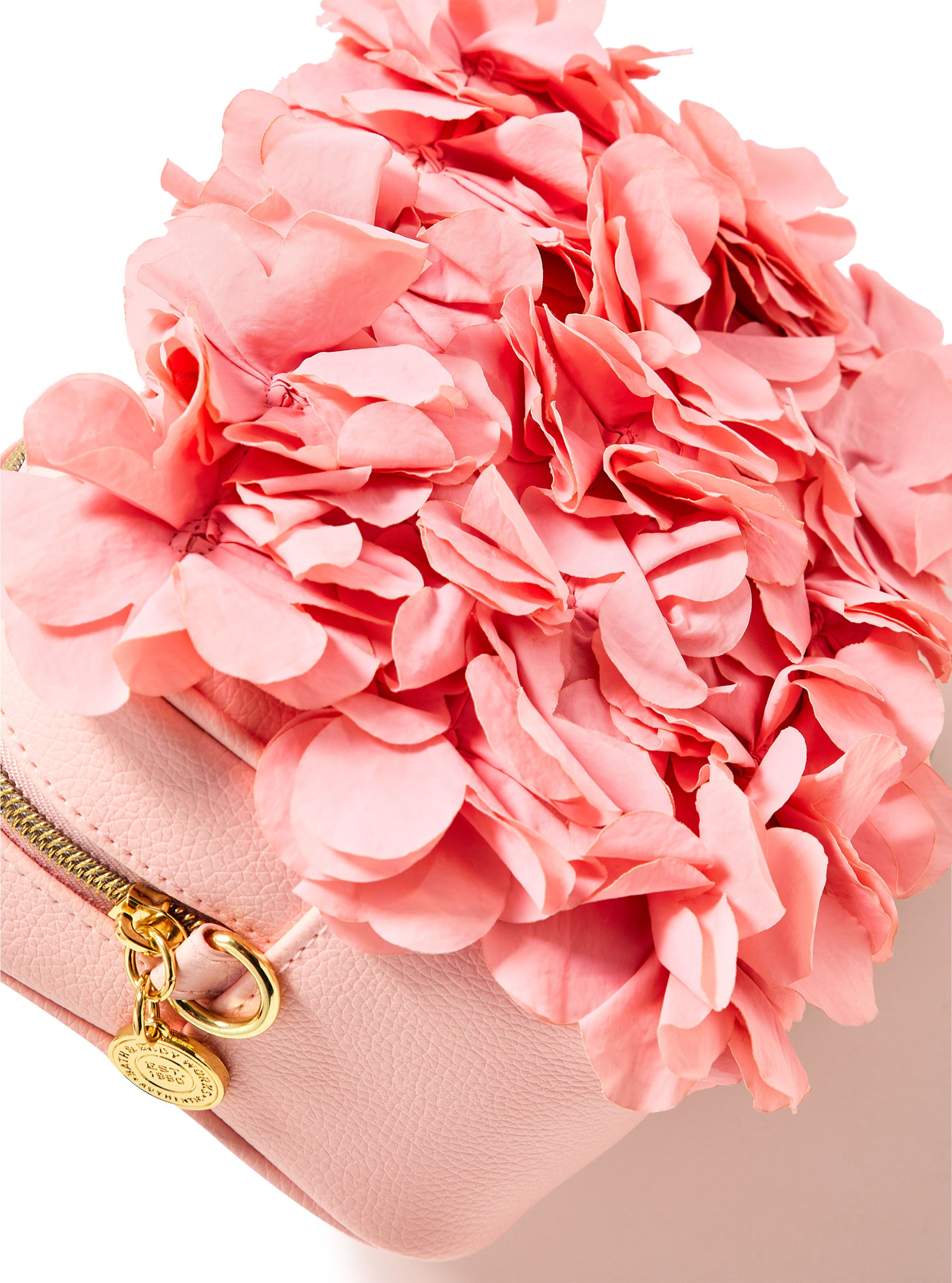 ◎COSYOI◎ FLOWER PADDED BAG ( CREAM ) Torebka kosmetyczka Różowe kwiatuszki - Bath & Body Works