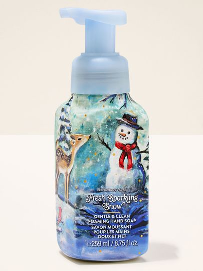 Mydło w piance Fresh Sparkling Snow Bath & Body Works z zimowym motywem bałwanka i sarenki