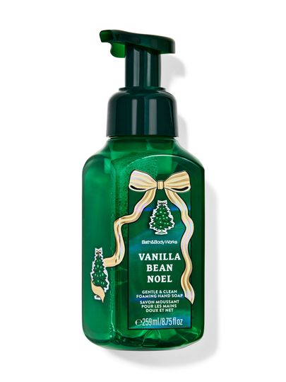 Mydło w piance Vanilla Bean Noel Bath & Body Works z motywem choinki i złotej kokardy