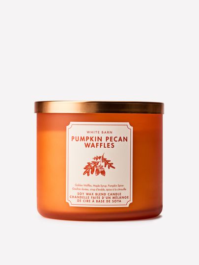 Świeca zapachowa White Barn Pumpkin Pecan Waffles z mieszanki wosku sojowego, 3 knoty