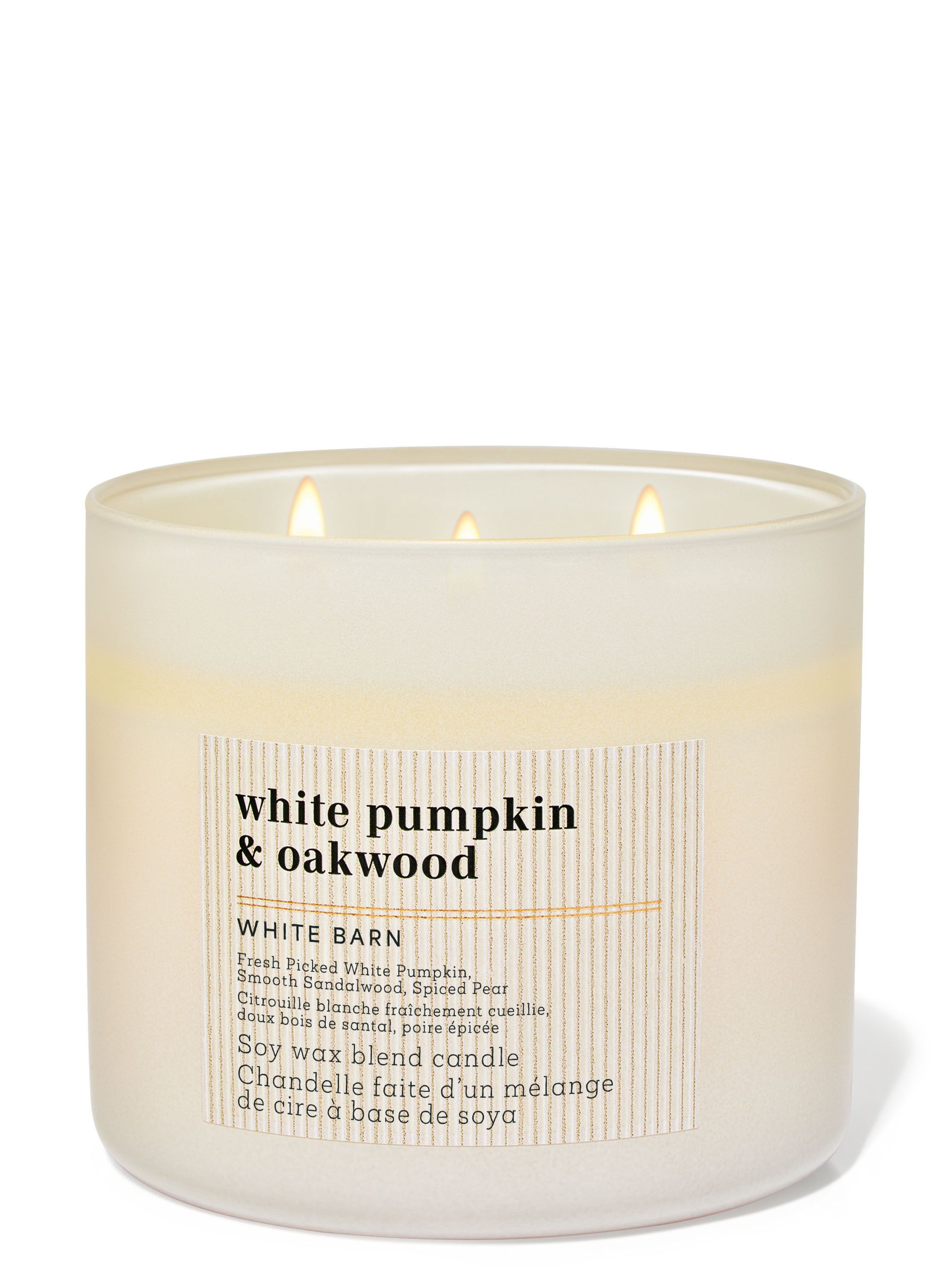 candle✣candle Świeca zapachowa 3-knotowa WHITE PUMPKIN & OAKWOOD - Bath