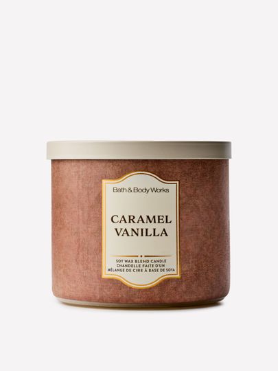 Świeca zapachowa Bath & Body Works Caramel Vanilla z mieszanki wosku sojowego, 3 knoty
