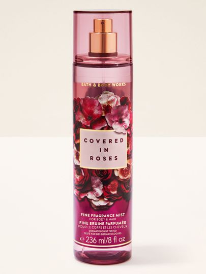 Mgiełka Covered in Roses Bath & Body Works z różaną grafiką i romantycznymi, bursztynowo‑owocowymi nutami.