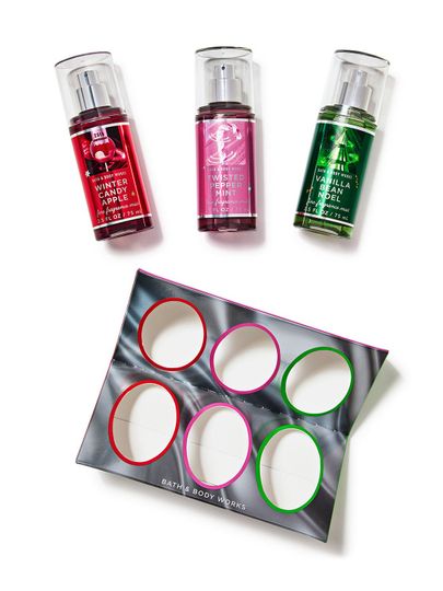 Set de mini-parfumuri: Winter Candy Apple, Twisted Peppermint și Vanilla Bean Noel, Bath & Body Works.