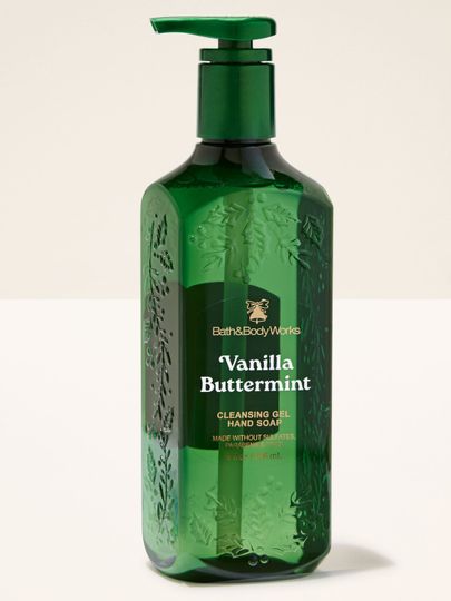Mydło do rąk Vanilla Buttermint Bath & Body Works z tłoczonym motywem ostrokrzewu i gałązek