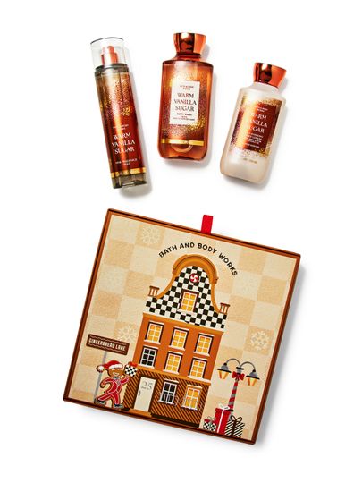 Set de cosmetice cu gel de duș, spray și loțiune de corp Warm Vanilla Sugar, Bath & Body Works.