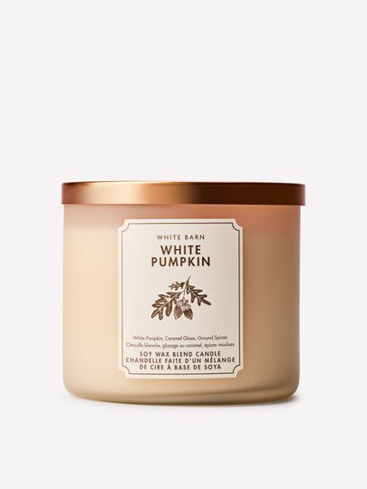 Świeca zapachowa White Barn White Pumpkin z mieszanki wosku sojowego, 3 knoty