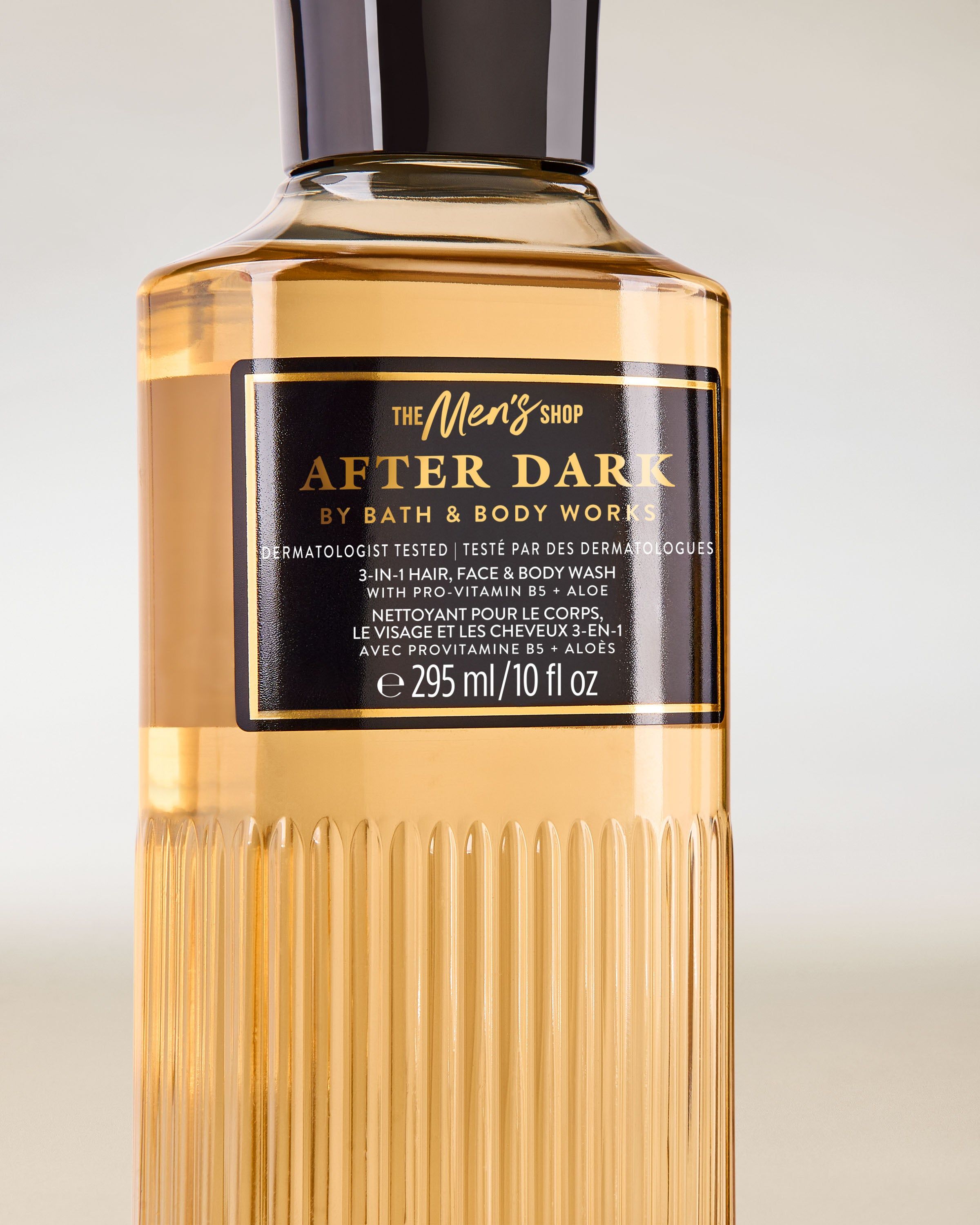Bath & Body Works After Dark – męski żel 3‑w‑1 o eleganckim, bursztynowym kolorze z linii The Men’s Shop.