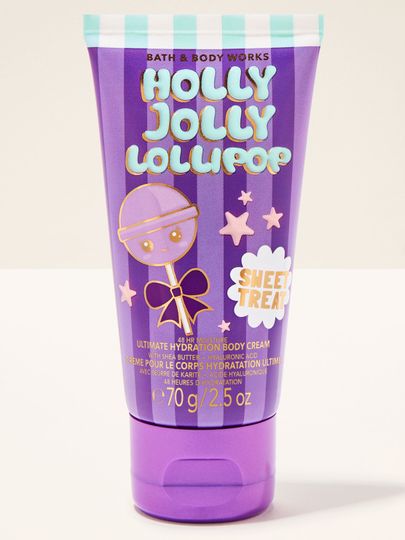 Krem do ciała Holly Jolly Lollipop Bath & Body Works z motywem lizaka, gwiazdek i kokardy