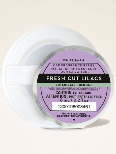 Wkład zapachowy do samochodu Bath & Body Works Fresh Cut Lilacs White Barn w okrągłej obudowie