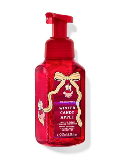 Mydło w piance Winter Candy Apple Bath & Body Works z motywem karmelizowanego jabłka i złotej kokardy