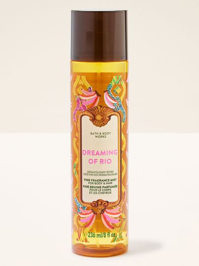 Mgiełka Bath & Body Works Dreaming of Rio z kolorową etykietą w odcieniach tropików.