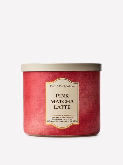 Świeca zapachowa Bath & Body Works Pink Matcha Latte z mieszanki wosku sojowego, 3 knoty