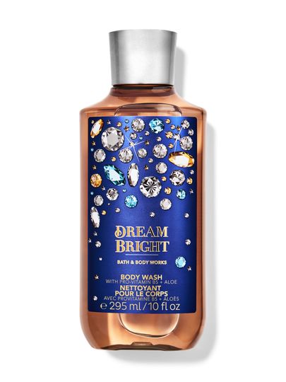 Żel do mycia ciała "Dream Bright" w brązowej butelce z grafiką diamentów. Bath & Body Works.
