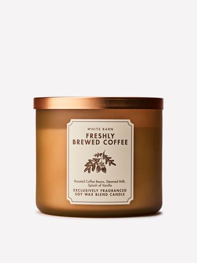 Świeca zapachowa White Barn Freshly Brewed Coffee z mieszanki wosku sojowego, 3 knoty