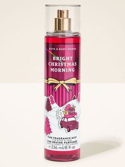 Perfumowana mgiełka do ciała Bright Christmas Morning Bath & Body Works z motywem prezentów i ośnieżonego samochodu