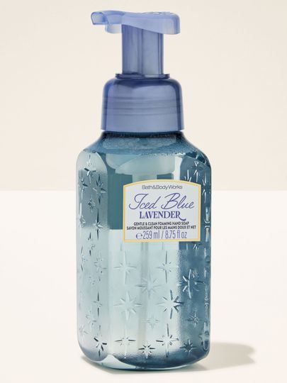 Mydło w piance Iced Blue Lavender Bath & Body Works w niebieskiej butelce z motywem gwiazd