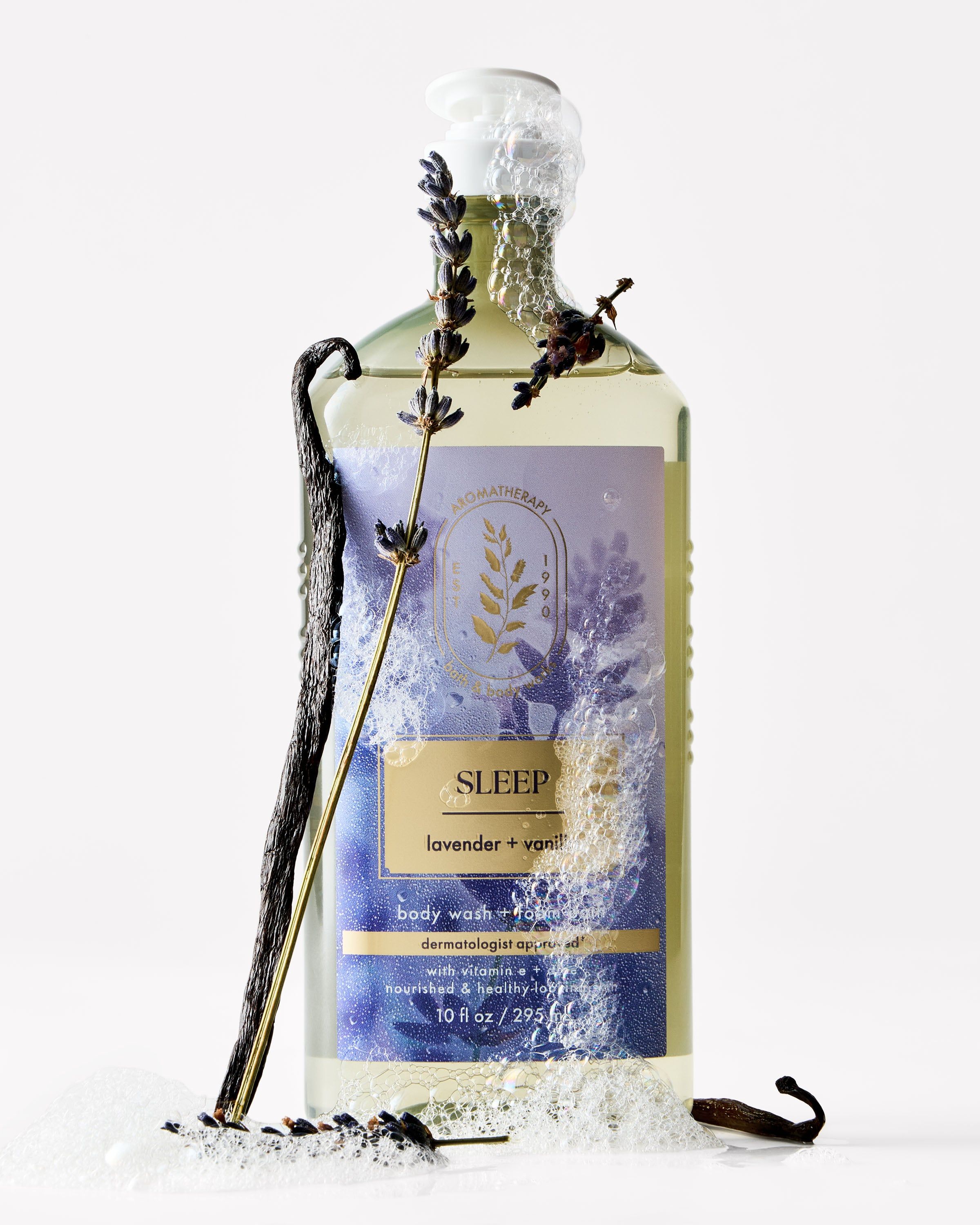 Żel do mycia ciała Aromatherapy Sleep Lavender + Vanilla z lawendą, wanilią i pianą