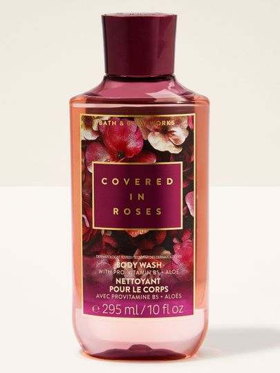 Żel pod prysznic Covered in Roses Bath & Body Works z różaną grafiką dla eleganckiej pielęgnacji.