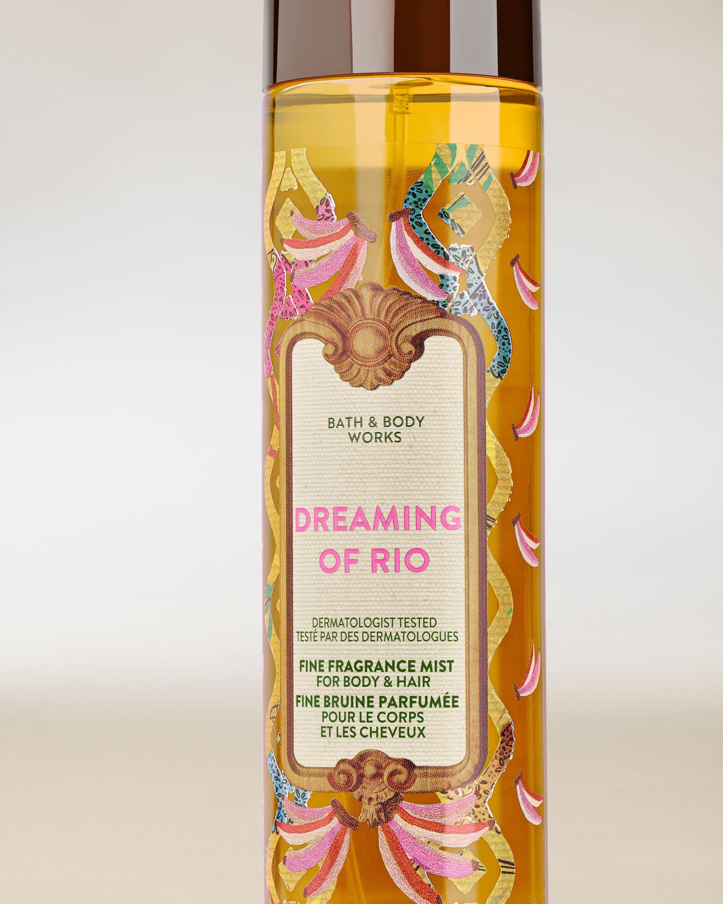 Mgiełka Bath & Body Works Dreaming of Rio z kolorową etykietą w odcieniach tropików.