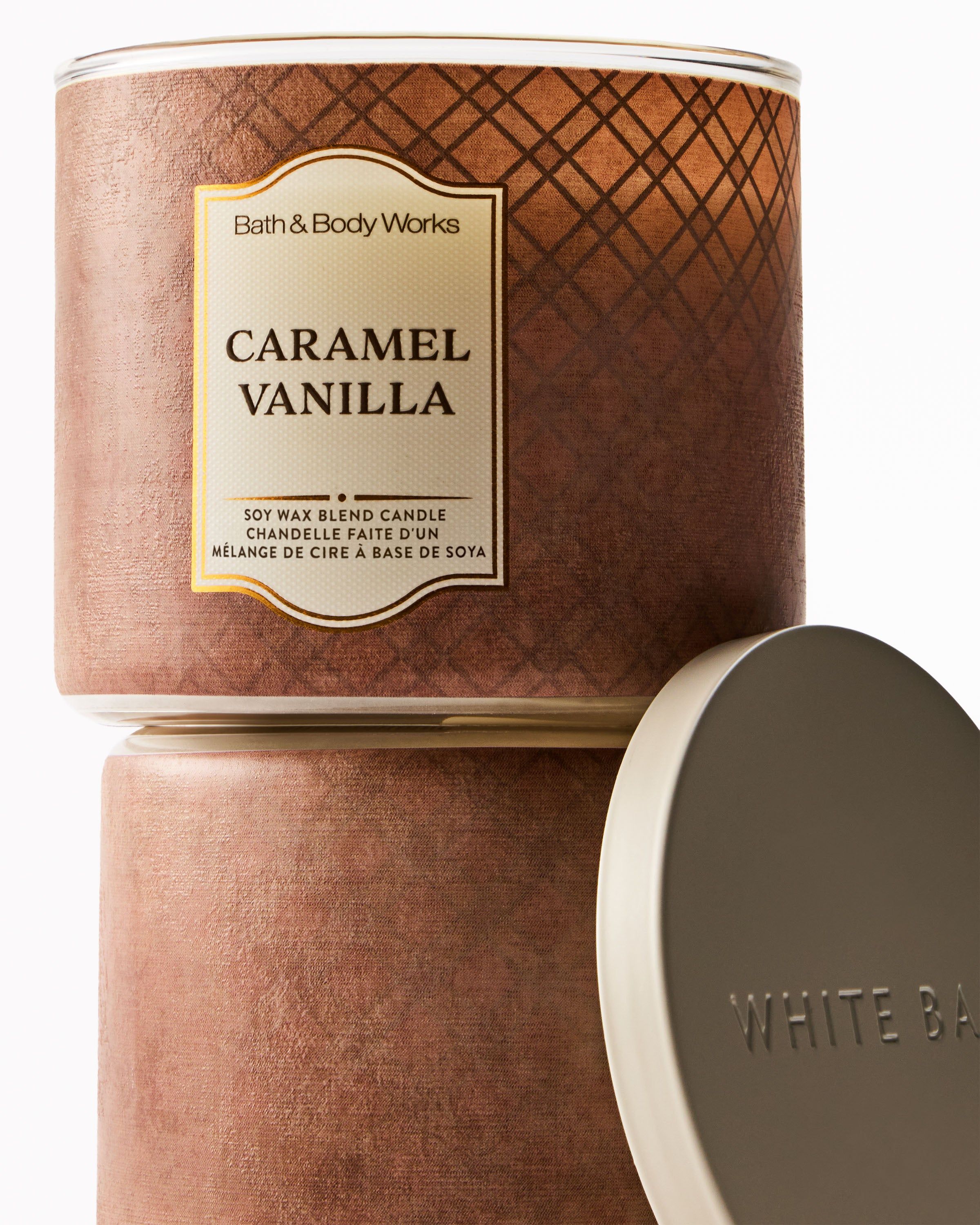 Świeca zapachowa Bath & Body Works Caramel Vanilla z mieszanki wosku sojowego, 3 knoty