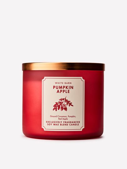 Świeca zapachowa White Barn Pumpkin Apple z mieszanki wosku sojowego, 3 knoty