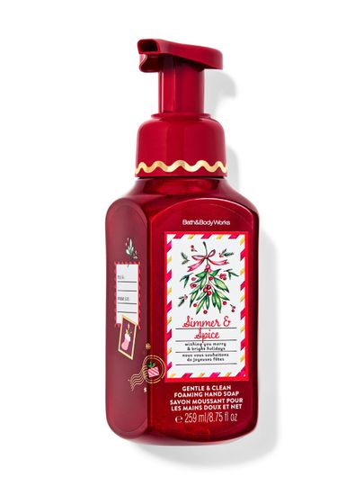 Mydło w piance Simmer & Spice Bath & Body Works z motywem jemioły, jagód i świątecznych gałązek