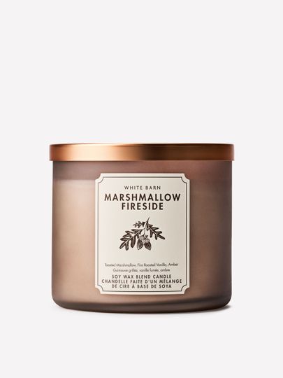 Świeca zapachowa White Barn Marshmallow Fireside z mieszanki wosku sojowego, 3 knoty
