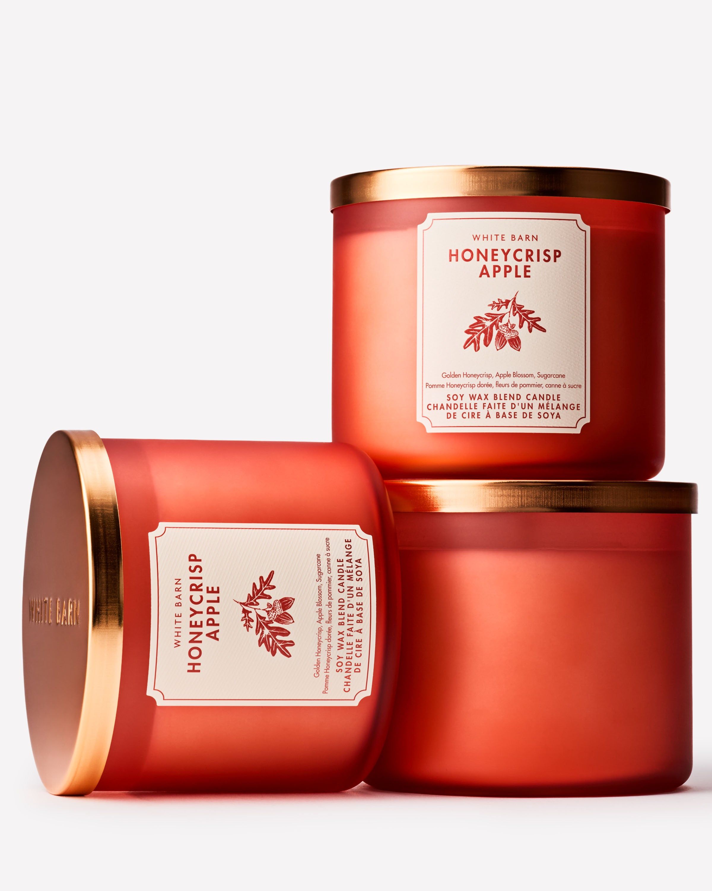Świeca zapachowa White Barn Honeycrisp Apple z mieszanki wosku sojowego, 3 knoty