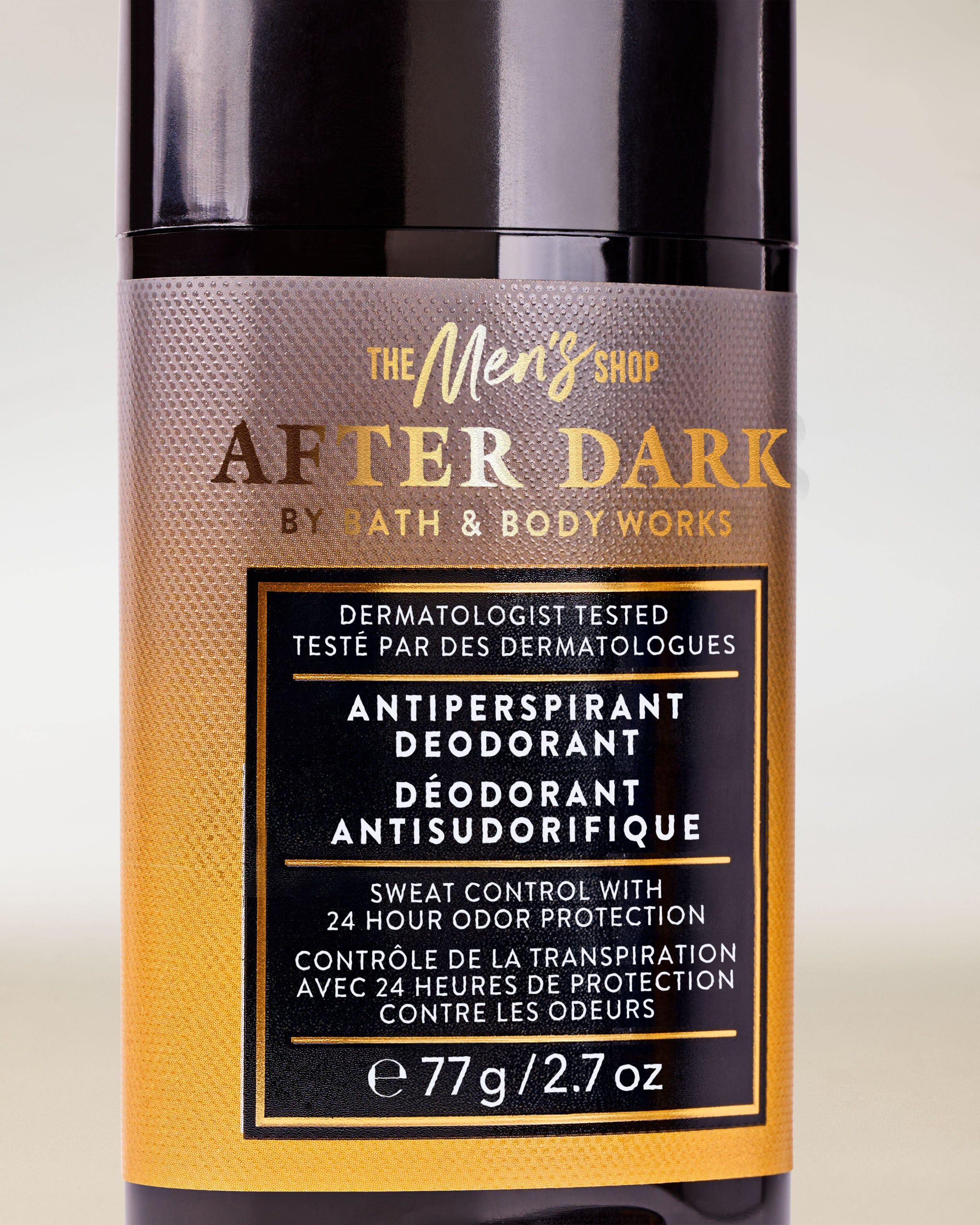 After Dark Men’s Shop Bath & Body Works – antyperspirant w czarno‑złotym opakowaniu z 24h ochroną.