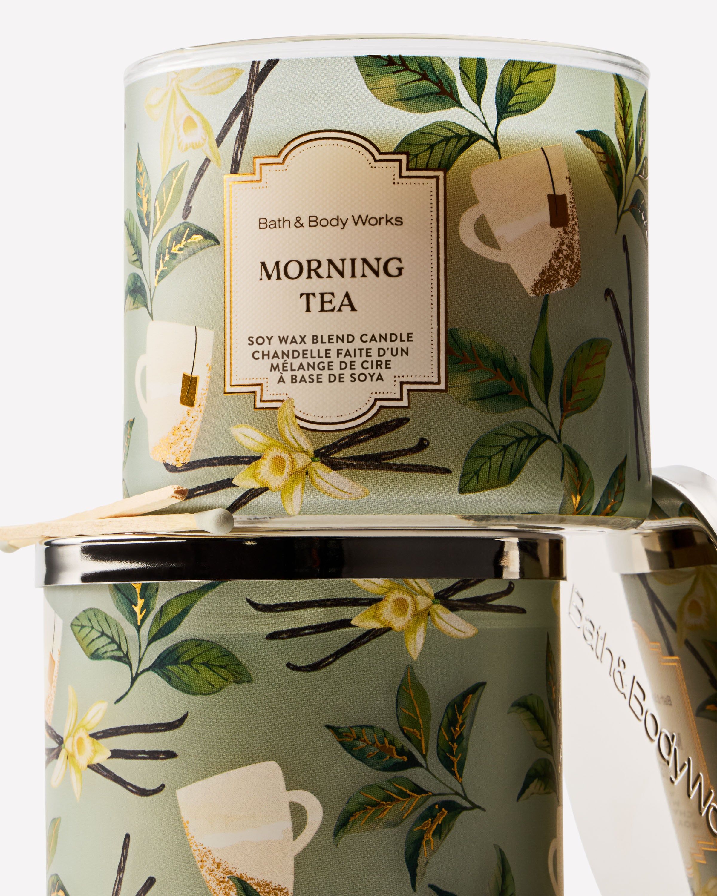 Świeca zapachowa Bath & Body Works Morning Tea z mieszanki wosku sojowego, 3 knoty