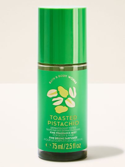 Perfumowana mgiełka do ciała i włosów Toasted Pistachio w zielonej butelce