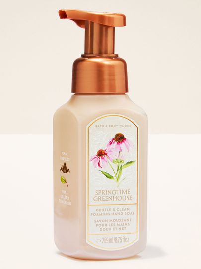 Pianka do mycia rąk Bath & Body Works Springtime Greenhouse 259 ml w jasnej butelce z pompką.