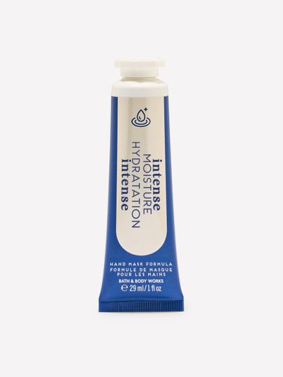 Maska do rąk Intense Moisture Hydration Bath & Body Works w niebiesko-białej tubie