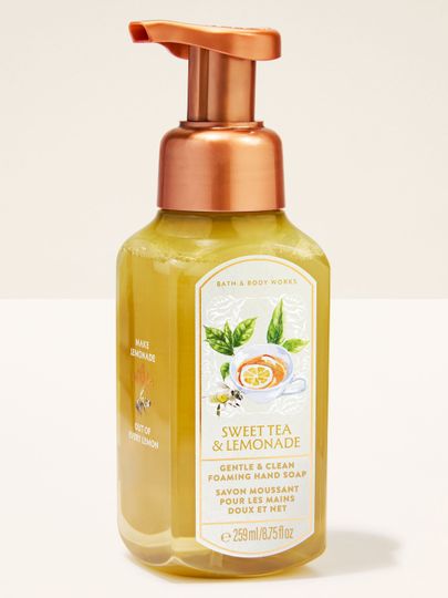 Pianka do mycia rąk Bath & Body Works Sweet Tea & Lemonade 259 ml w żółtej butelce z pompką.