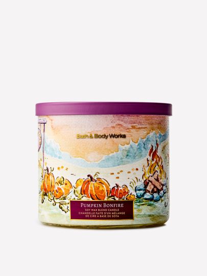 Świeca zapachowa Bath & Body Works Pumpkin Bonfire z mieszanki wosku sojowego, 3 knoty