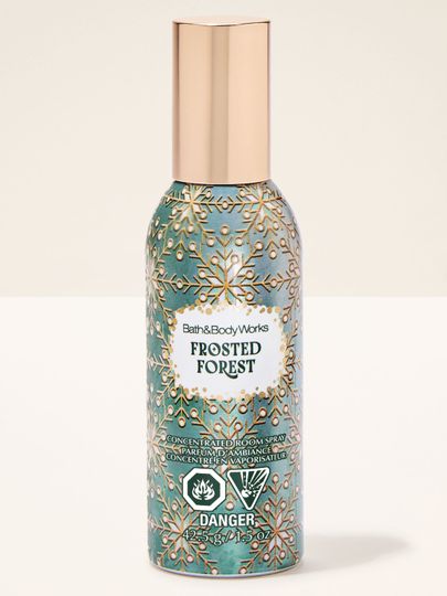 Perfumowany spray do pomieszczeń Frosted Forest Bath & Body Works z motywem złotych płatków śniegu