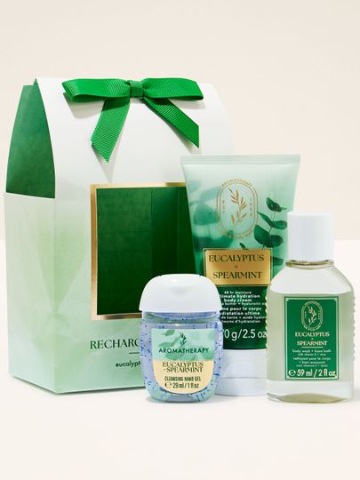Zestaw Aromatherapy Eucalyptus + Spearmint Bath & Body Works – zielony, relaksujący komplet do pielęgnacji.