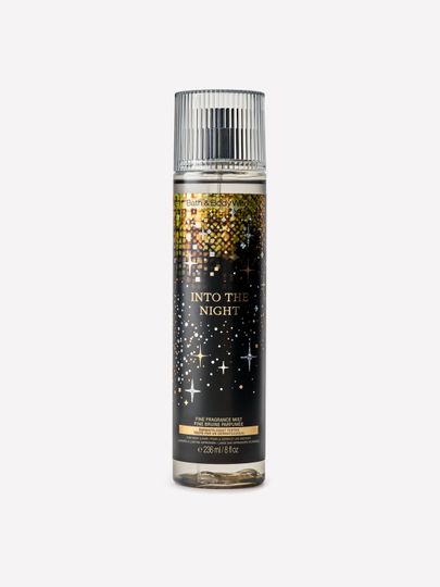 Perfumowana mgiełka do ciała Into the Night Bath & Body Works w czarnym flakonie ze złotym motywem gwiazd