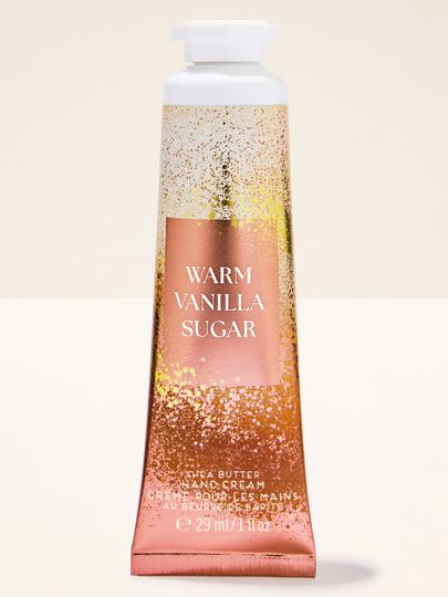 Krem do rąk Bath & Body Works Warm Vanilla Sugar w złoto‑waniliowej tubce 29 ml.