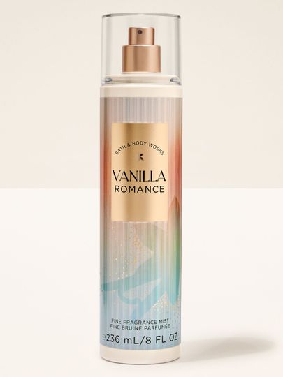 Perfumowana mgiełka do ciała Vanilla Romance Bath & Body Works w złoto-beżowym flakonie