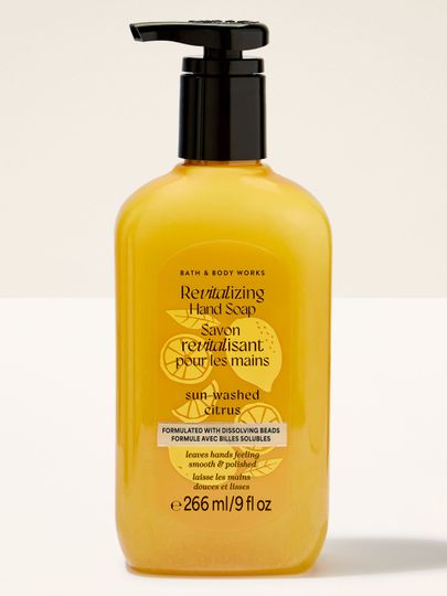 Żel do mycia rąk Bath & Body Works Sun‑Washed Citrus 266 ml w żółtej butelce z pompką.