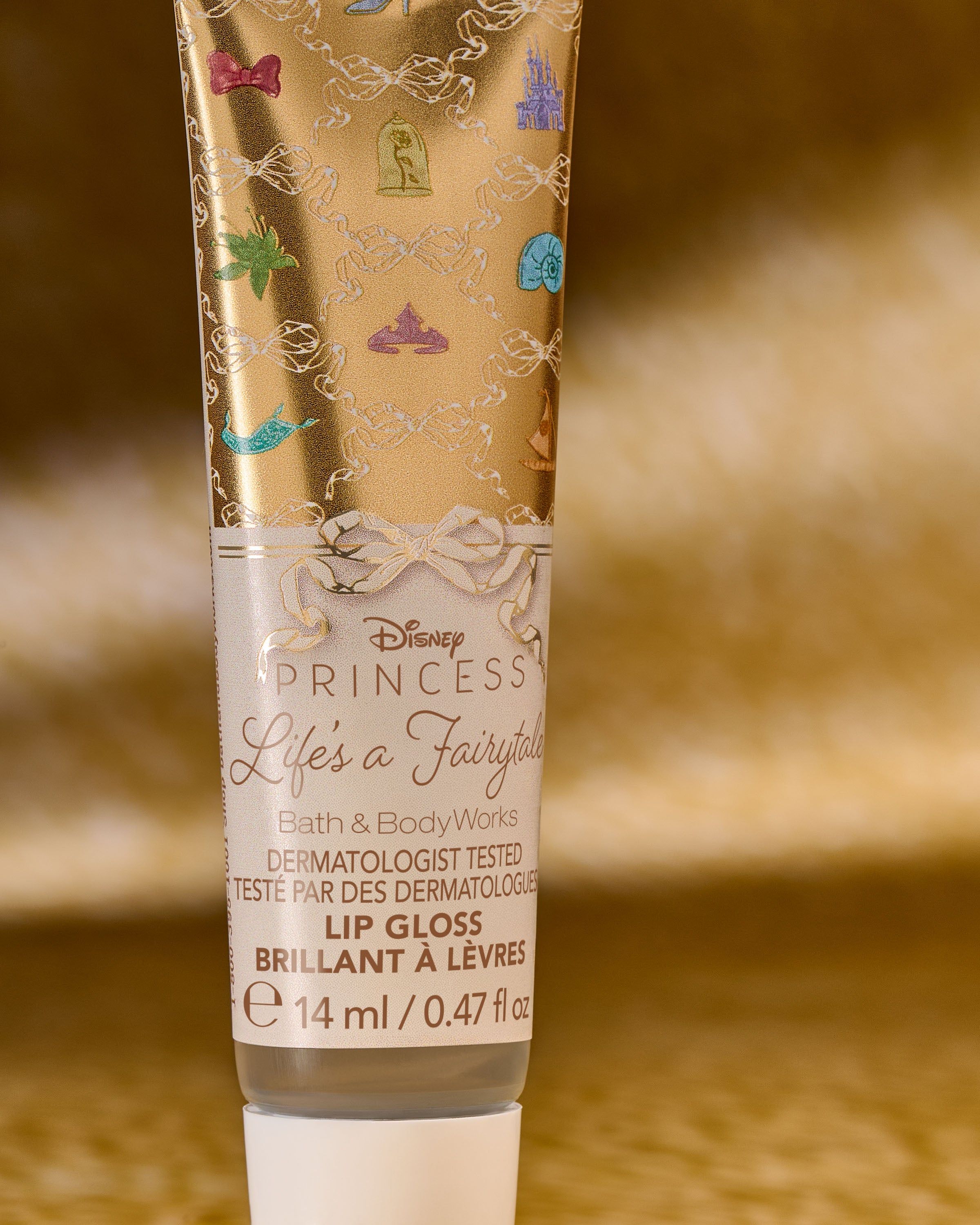Błyszczyk Life’s a Fairytale Disney Princess – złote opakowanie i bajeczny połysk od Bath & Body Works.